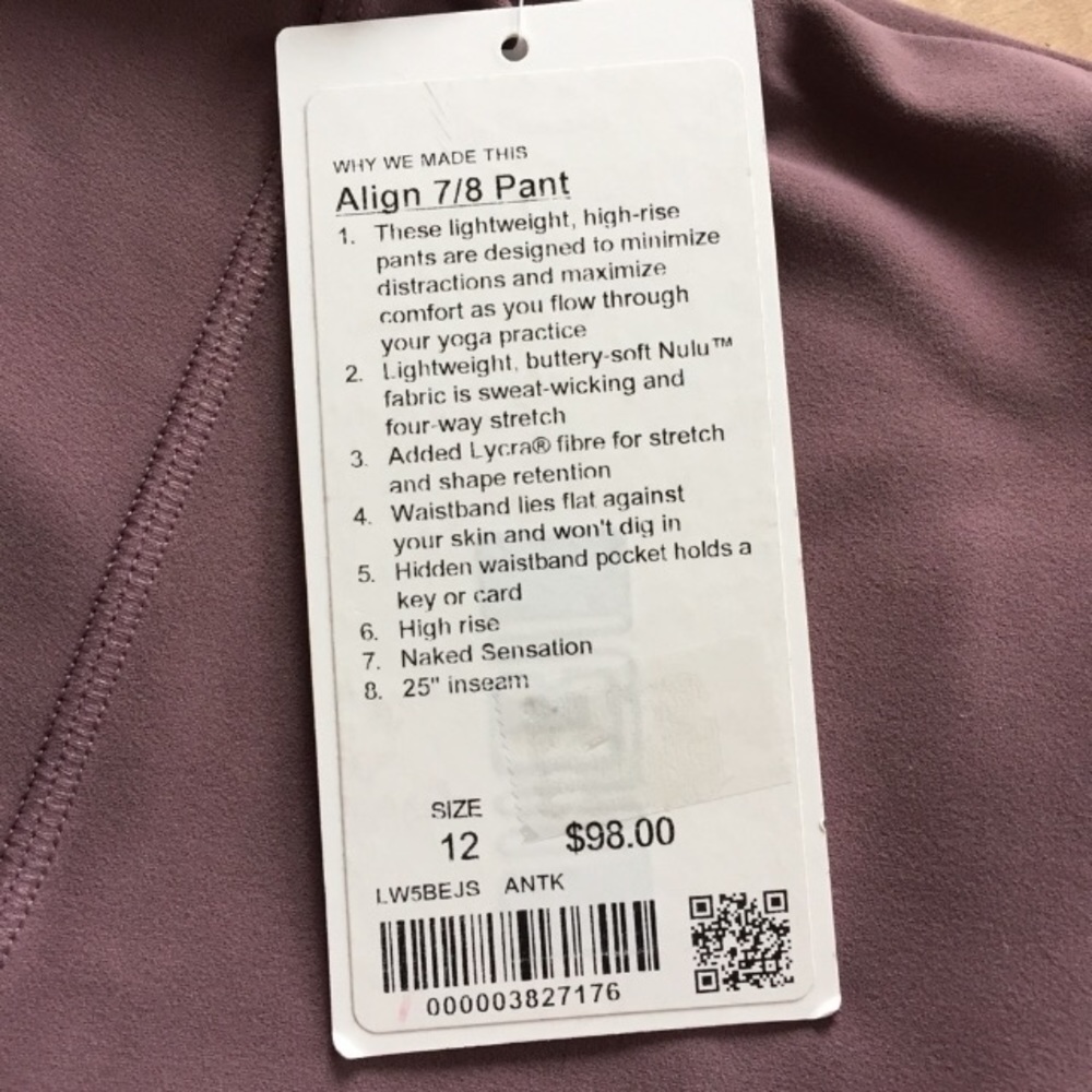 NWT Lululemon Align Pant 25”